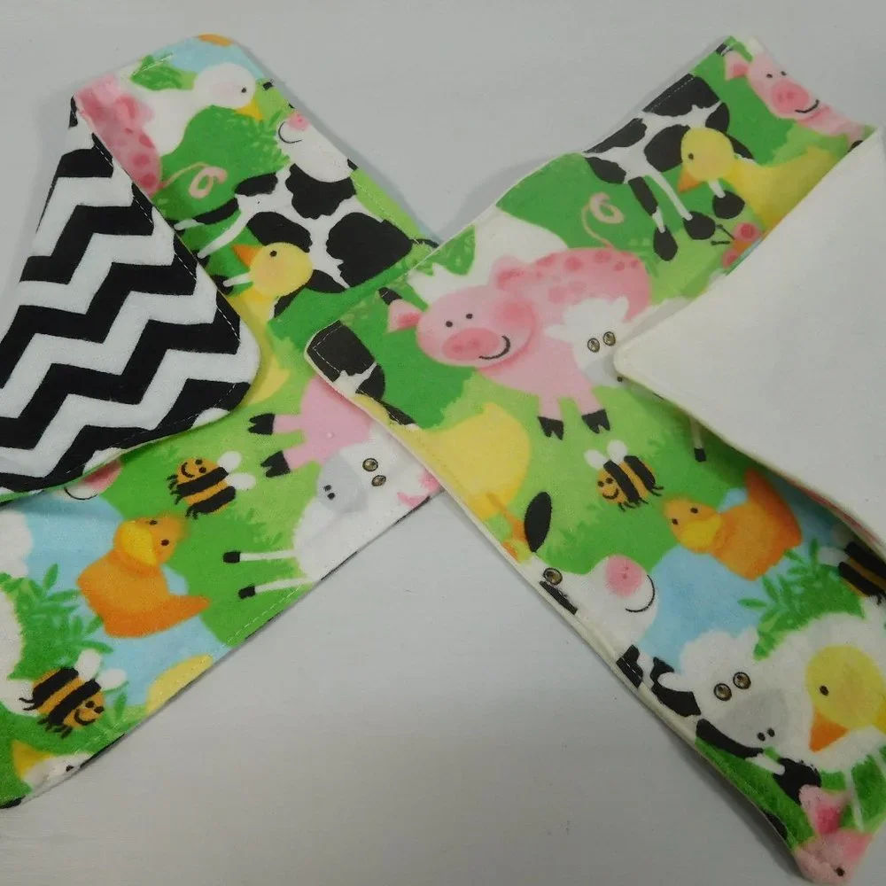 Hand Crafted Cotton Flannel Baby Washclothes insects & Butterflys (2) 7.5 x 7.5